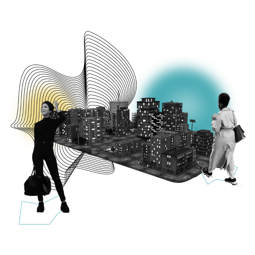 Two women in Adsquare style for Real-Time Footfall Measurement